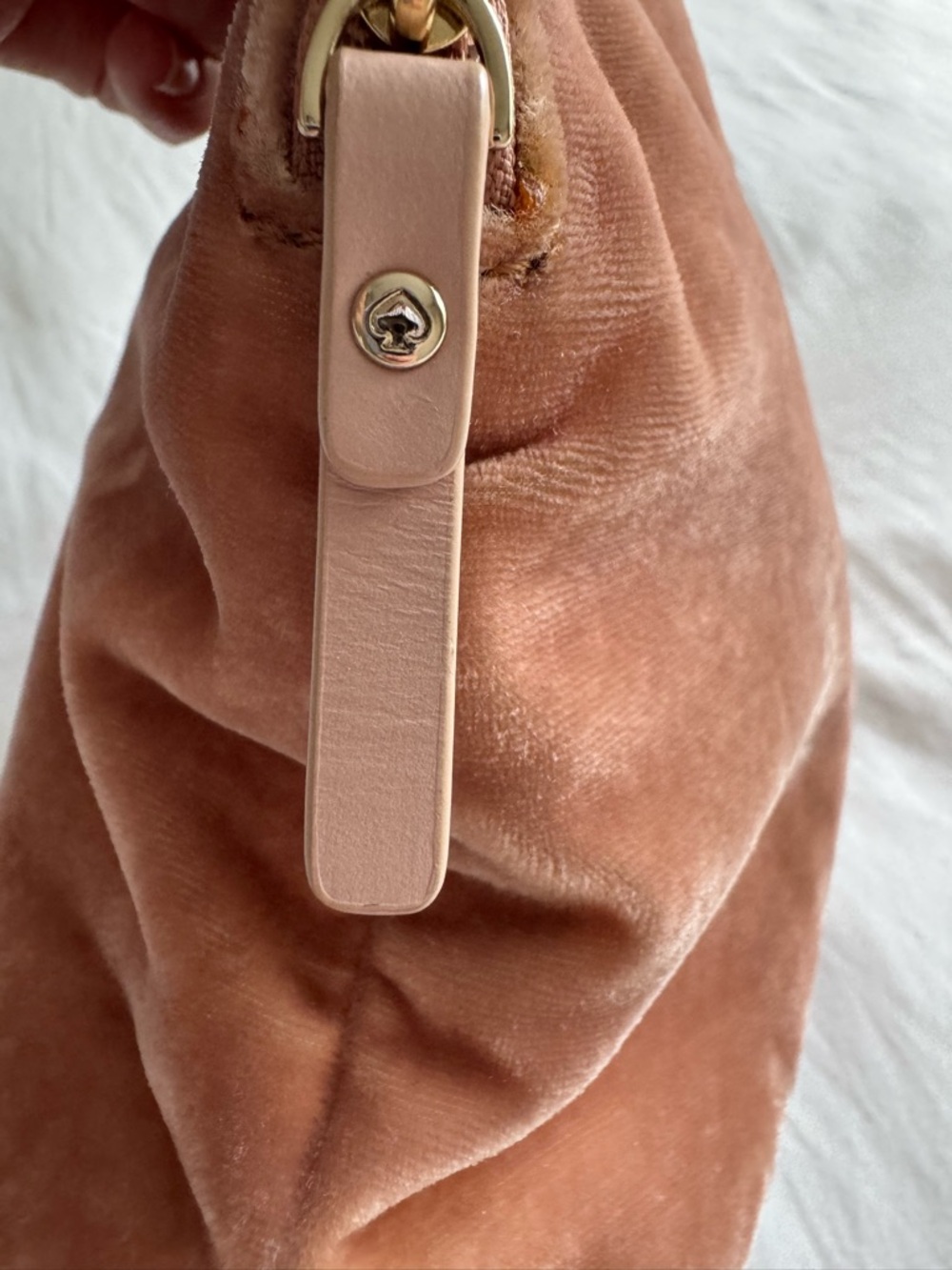 kate spade Blush Pink Velvet Wristlet with Gold Hardware